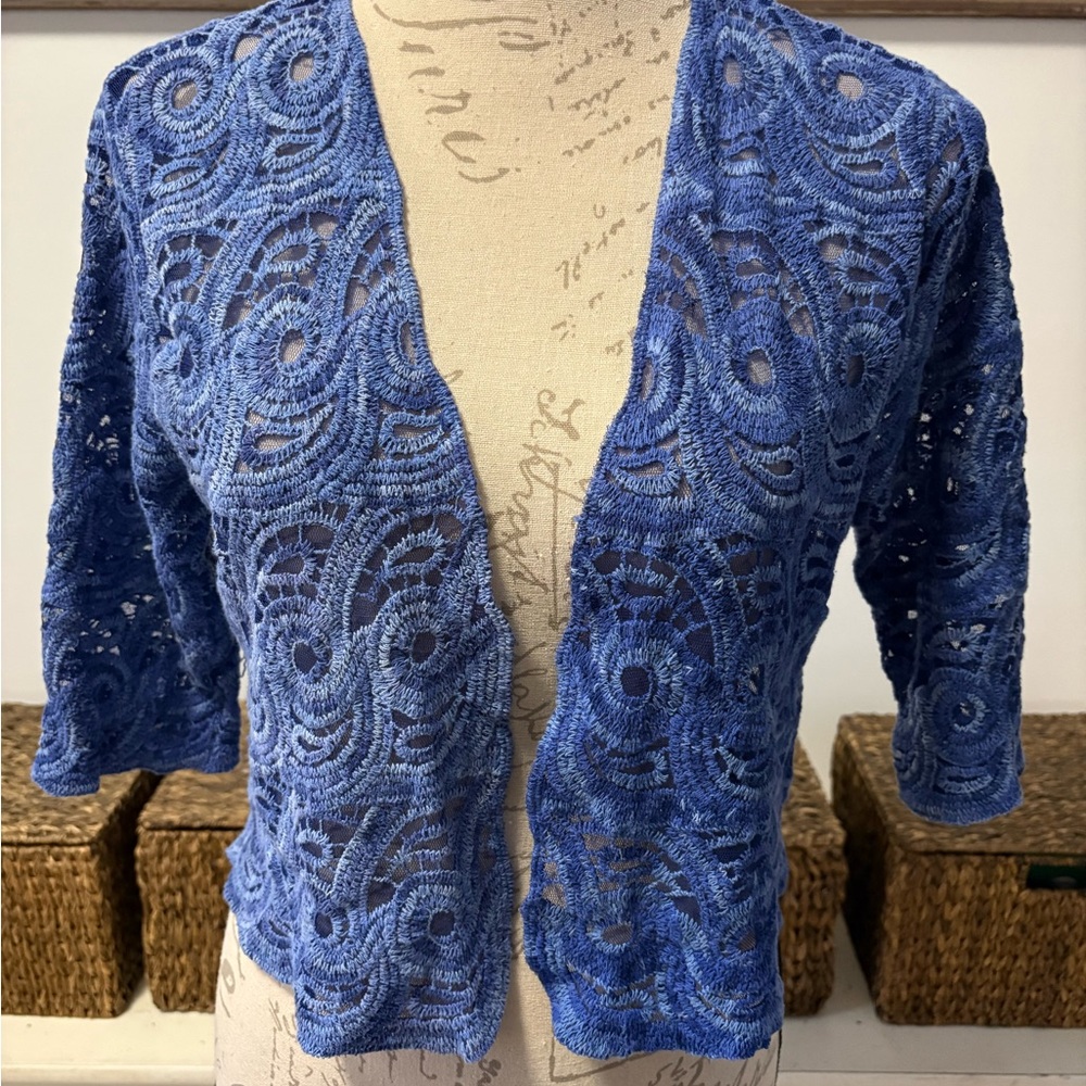 Chico's Textured Blue Knit Top